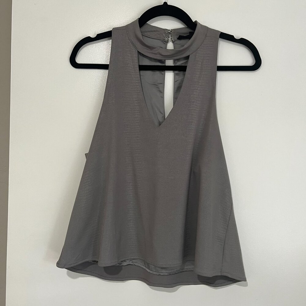 Olivaceous Gray Snake Print Halter Top - Size Med… - image 1